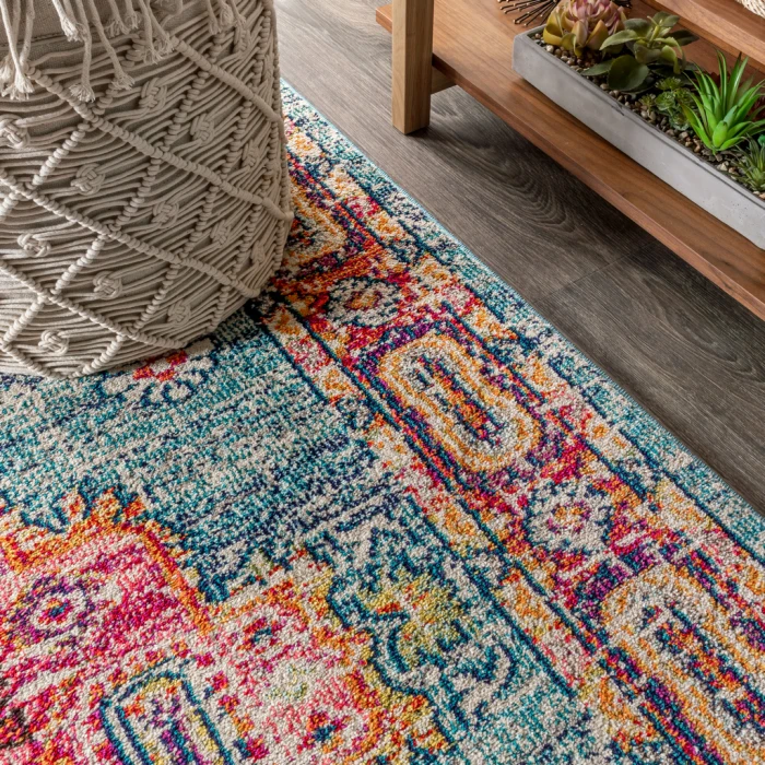 Bohemian FLAIR Boho Vintage Medallion Blue/Red 5 ft. x 8 ft. Area Rug