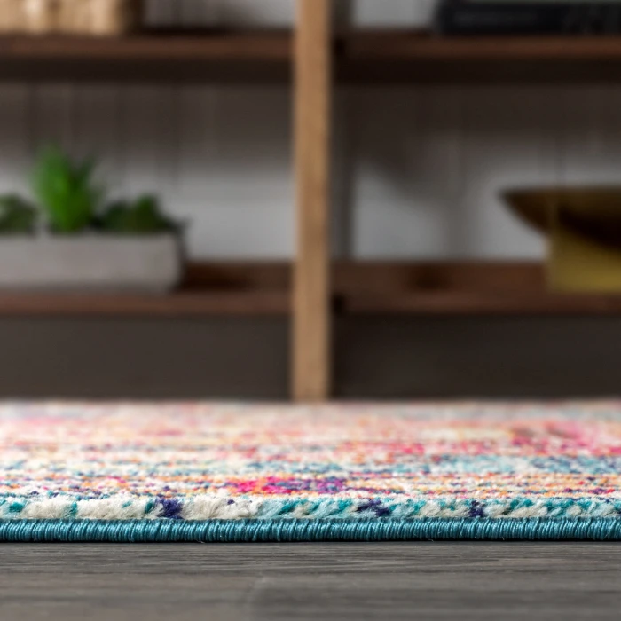 Bohemian FLAIR Boho Vintage Medallion Blue/Red 5 ft. x 8 ft. Area Rug
