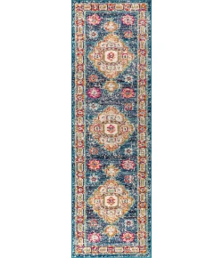 Jonathany Bohemian Flair BMF100B Navy/Red Area Rug 2 ft. 3 in. X 8 ft. Runner