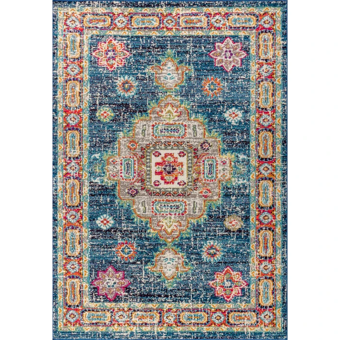 Bohemian FLAIR Boho Vintage Medallion Navy/Red 5 ft. x 8 ft. Area Rug