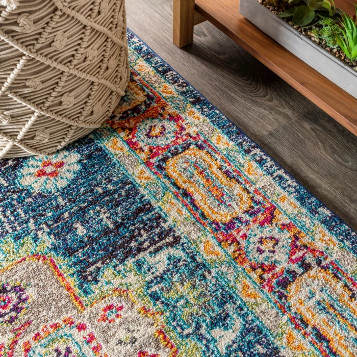 Bohemian FLAIR Boho Vintage Medallion Navy/Red 5 ft. x 8 ft. Area Rug