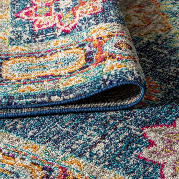 Bohemian FLAIR Boho Vintage Medallion Navy/Red 5 ft. x 8 ft. Area Rug
