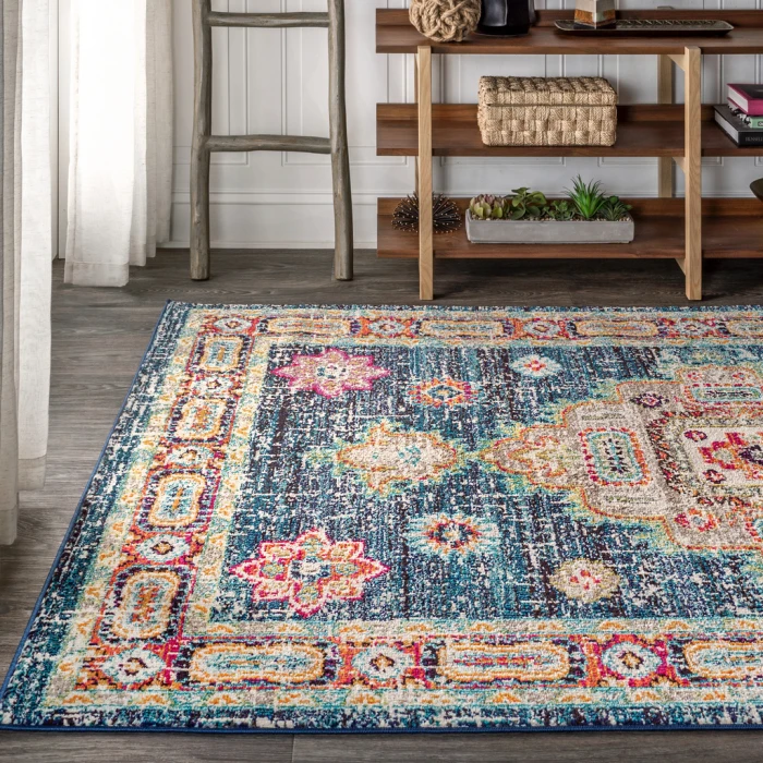 Bohemian FLAIR Boho Vintage Medallion Navy/Red 5 ft. x 8 ft. Area Rug