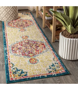 Jonathany Bohemian Flair BMF101A Cream/Orange Area Rug 2 ft. 3 in. X 8 ft. Runner