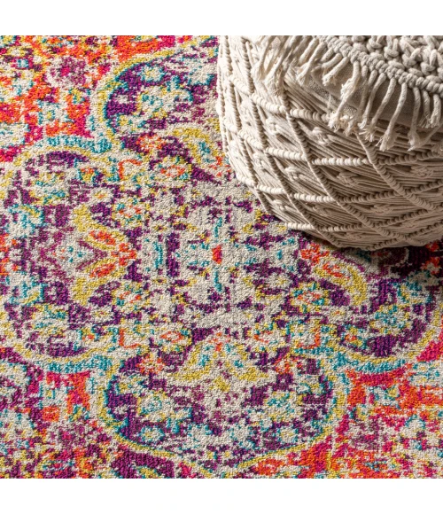 Bohemian FLAIR Boho Vintage Medallion Cream/Orange 3 ft. x 5 ft. Area Rug