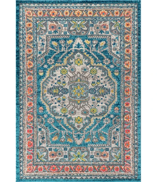 Bohemian FLAIR Boho Vintage Medallion Blue/Yellow 8 ft. x 10 ft. Area Rug