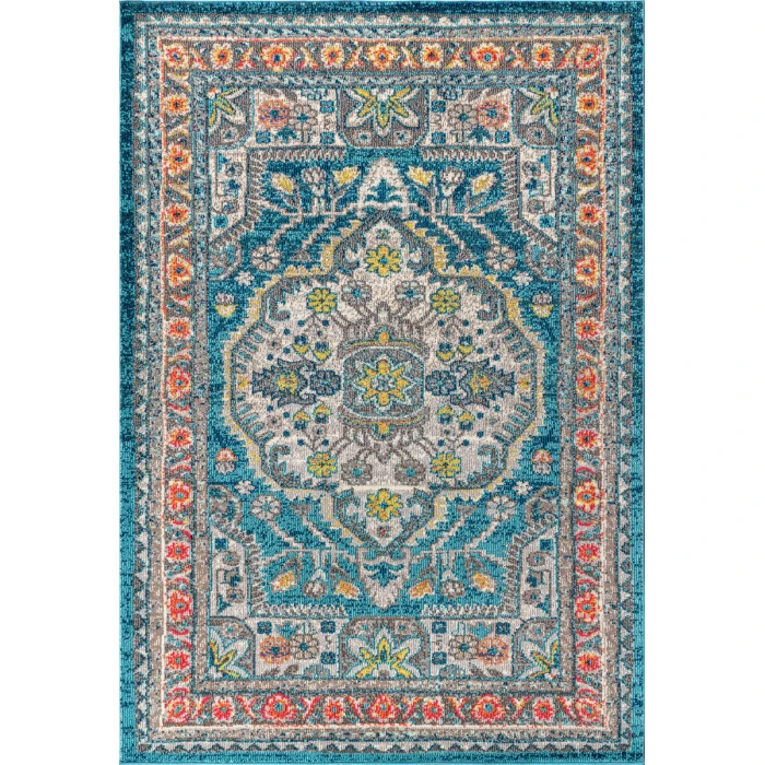 Bohemian FLAIR Boho Vintage Medallion Blue/Yellow 3 ft. x 5 ft. Area Rug