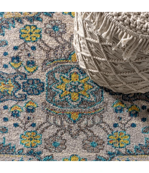 Bohemian FLAIR Boho Vintage Medallion Blue/Yellow 8 ft. x 10 ft. Area Rug