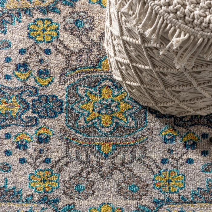 Bohemian FLAIR Boho Vintage Medallion Blue/Yellow 3 ft. x 5 ft. Area Rug