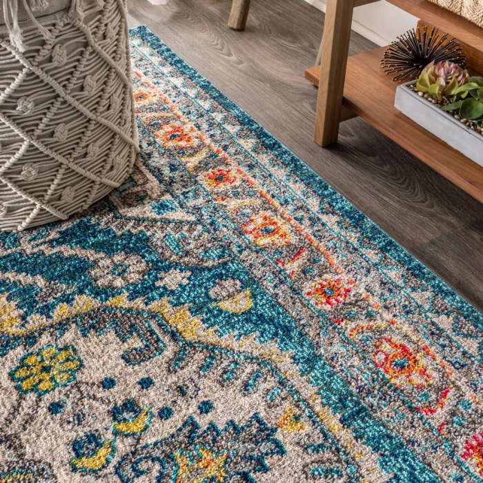 Bohemian FLAIR Boho Vintage Medallion Blue/Yellow 3 ft. x 5 ft. Area Rug