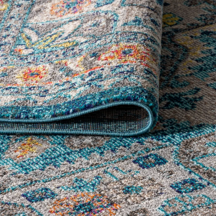 Bohemian FLAIR Boho Vintage Medallion Blue/Yellow 3 ft. x 5 ft. Area Rug