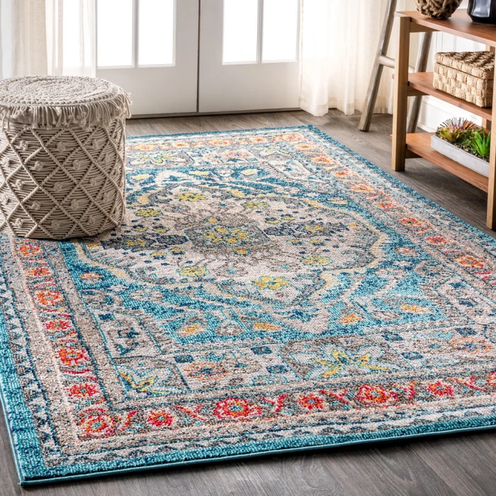 Bohemian FLAIR Boho Vintage Medallion Blue/Yellow 3 ft. x 5 ft. Area Rug