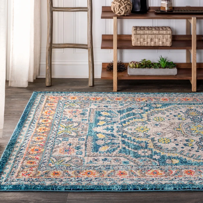 Bohemian FLAIR Boho Vintage Medallion Blue/Yellow 3 ft. x 5 ft. Area Rug
