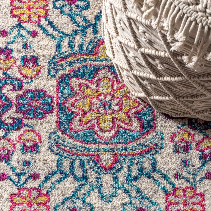 Bohemian FLAIR Boho Vintage Medallion Pink/Ivory 4 ft. x 6 ft. Area Rug