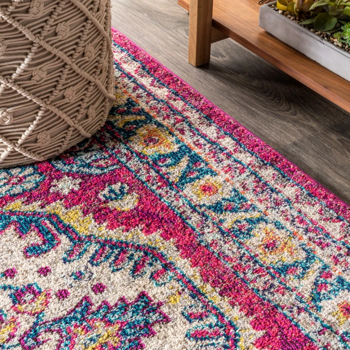 Bohemian FLAIR Boho Vintage Medallion Pink/Ivory 4 ft. x 6 ft. Area Rug