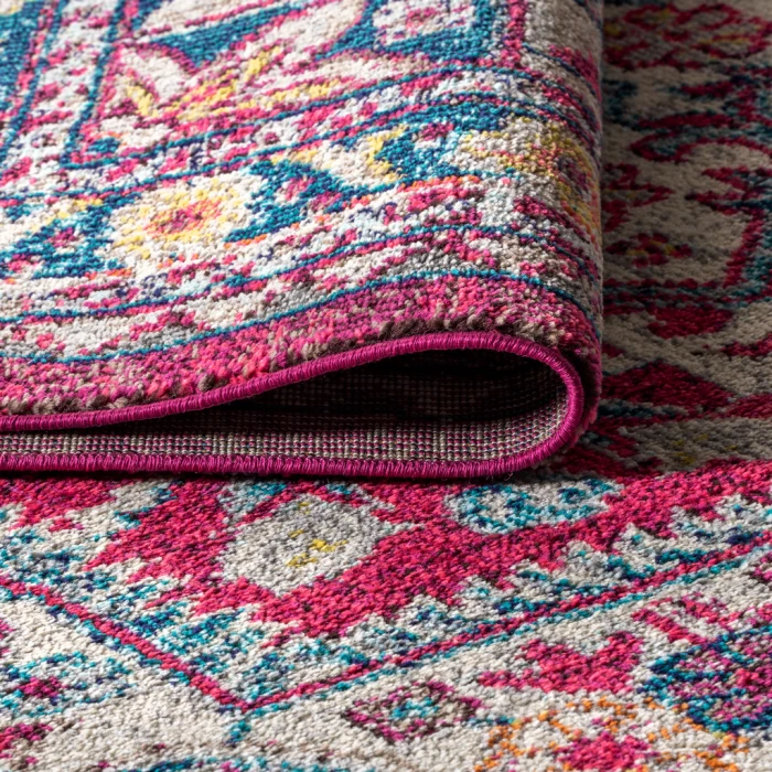 Bohemian FLAIR Boho Vintage Medallion Pink/Ivory 4 ft. x 6 ft. Area Rug