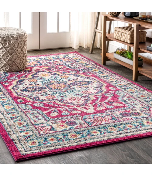 Bohemian FLAIR Boho Vintage Medallion Pink/Ivory 8 ft. x 10 ft. Area Rug