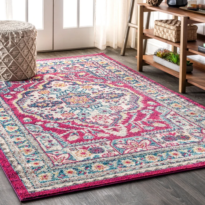 Bohemian FLAIR Boho Vintage Medallion Pink/Ivory 4 ft. x 6 ft. Area Rug