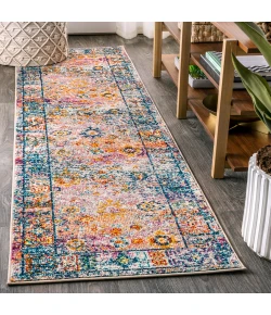 Jonathany Bohemian Flair BMF103A Cream/Navy Area Rug 2 ft. 3 in. X 8 ft. Runner
