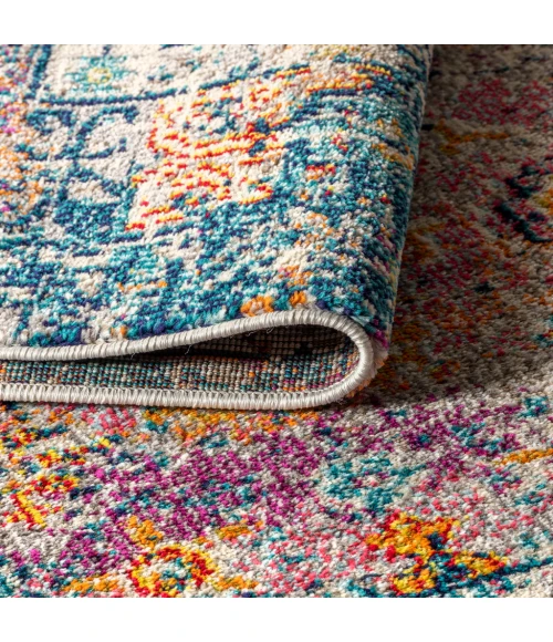 Bohemian FLAIR Boho Vintage Medallion Cream/Navy 8 ft. x 10 ft. Area Rug