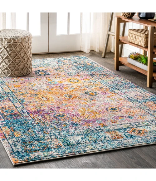 Bohemian FLAIR Boho Vintage Medallion Cream/Navy 8 ft. x 10 ft. Area Rug