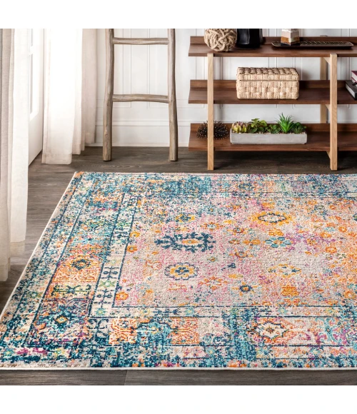 Bohemian FLAIR Boho Vintage Medallion Cream/Navy 8 ft. x 10 ft. Area Rug