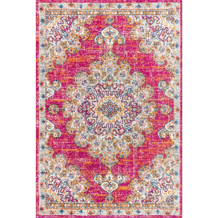 Bohemian FLAIR Boho Vintage Medallion Pink/Cream 3 ft. x 5 ft. Area Rug