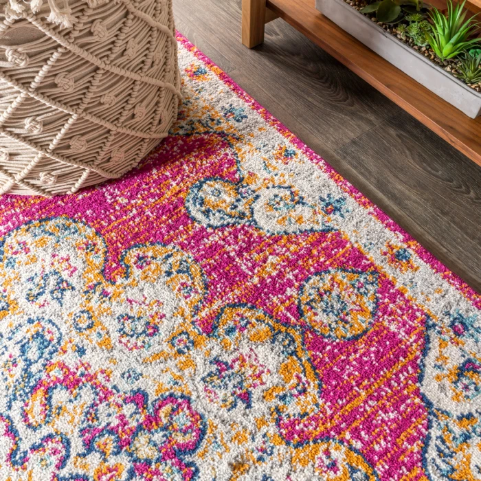 Bohemian FLAIR Boho Vintage Medallion Pink/Cream 3 ft. x 5 ft. Area Rug