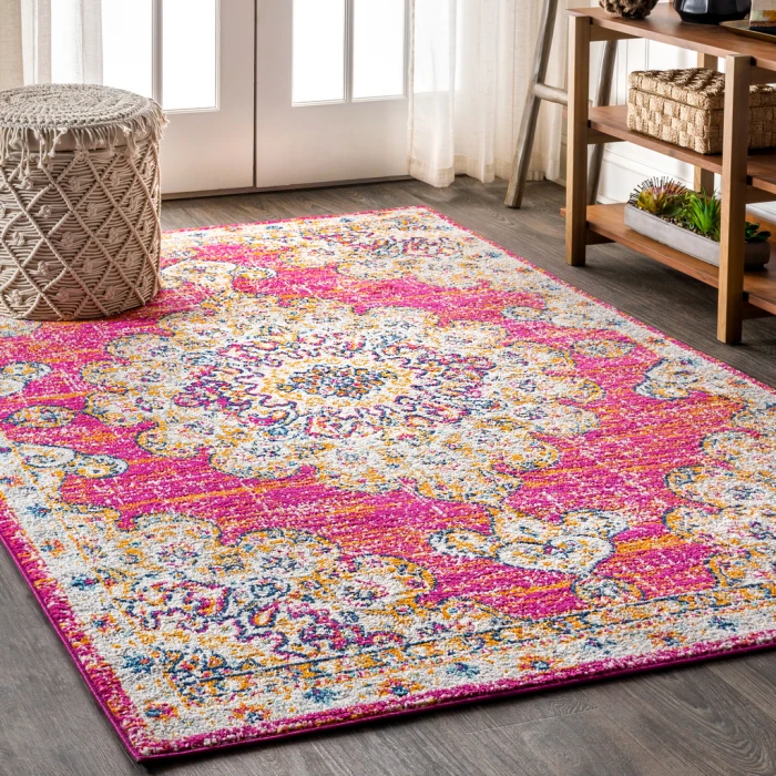 Bohemian FLAIR Boho Vintage Medallion Pink/Cream 3 ft. x 5 ft. Area Rug