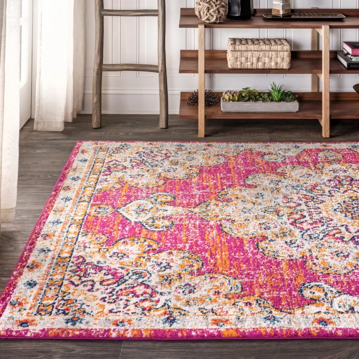 Bohemian FLAIR Boho Vintage Medallion Pink/Cream 3 ft. x 5 ft. Area Rug