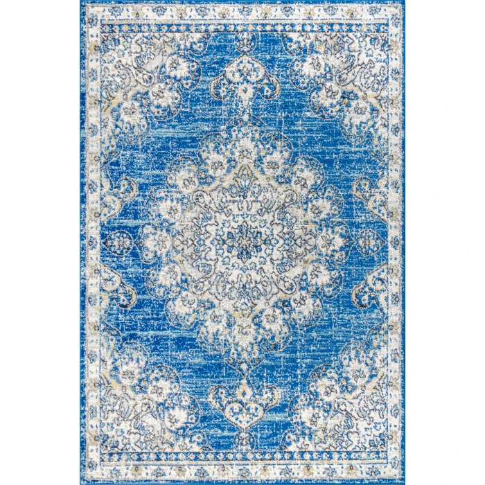 Bohemian FLAIR Boho Vintage Medallion Blue/Cream 3 ft. x 5 ft. Area Rug