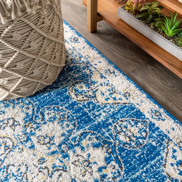 Bohemian FLAIR Boho Vintage Medallion Blue/Cream 3 ft. x 5 ft. Area Rug