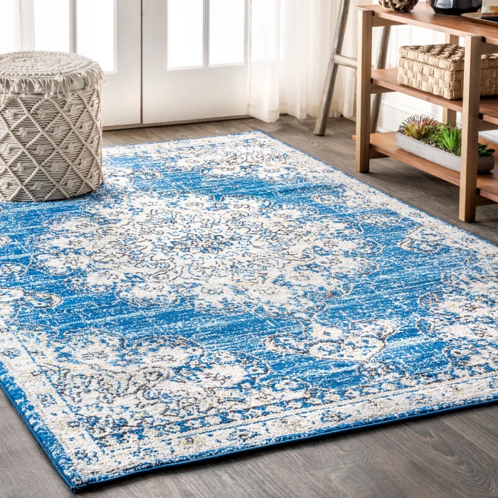 Bohemian FLAIR Boho Vintage Medallion Blue/Cream 3 ft. x 5 ft. Area Rug