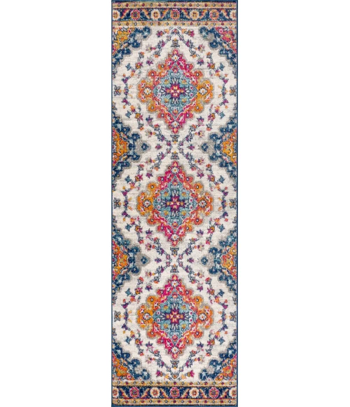 Bohemian FLAIR Boho Vintage Medallion Blue/Multi 2 ft. x 20 ft. Runner Rug