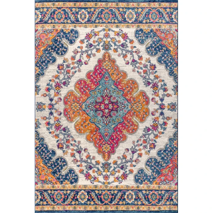 Bohemian FLAIR Boho Vintage Medallion Blue/Multi 6 ft. x 9 ft. Area Rug