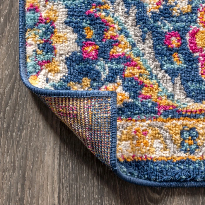 Bohemian FLAIR Boho Vintage Medallion Blue/Multi 8' Square Area Rug
