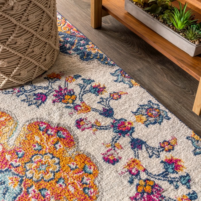 Bohemian FLAIR Boho Vintage Medallion Blue/Multi 8' Square Area Rug