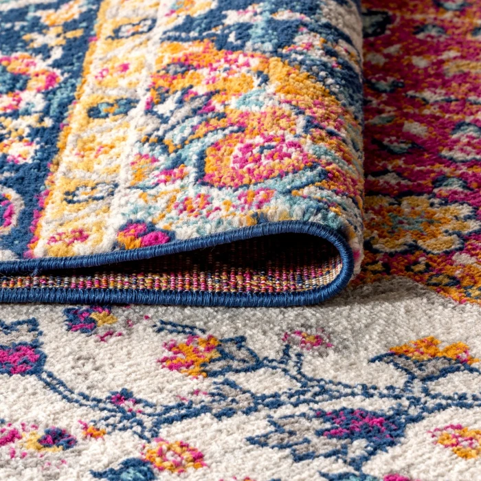 Bohemian FLAIR Boho Vintage Medallion Blue/Multi 8' Square Area Rug