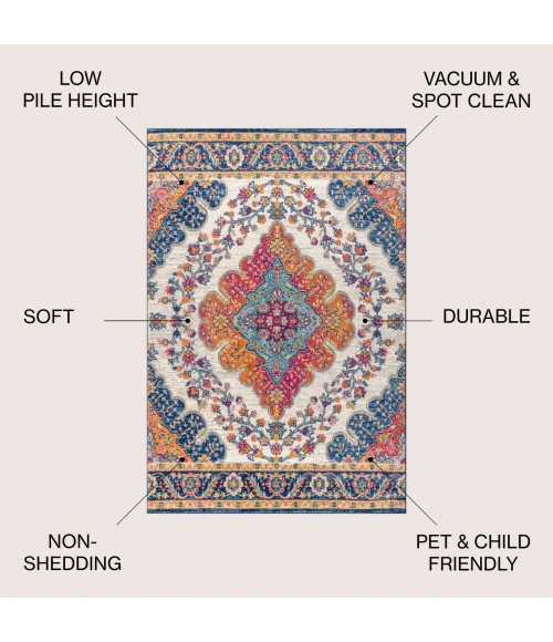 Jonathan Y BOHEMIAN FLAIR Blue BMF106A 10ft. X 14ft. Rect. Rug