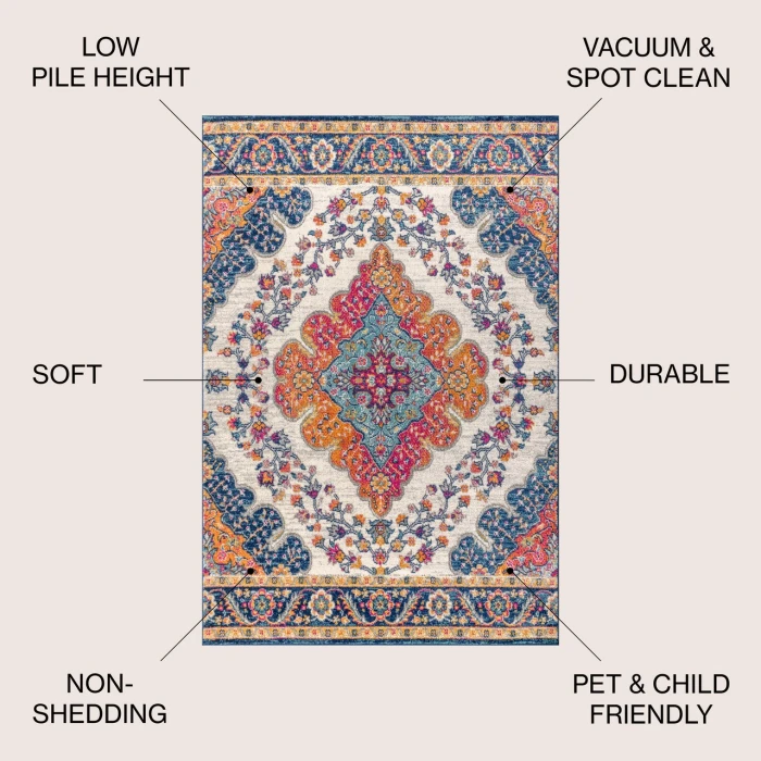 Jonathan Y BOHEMIAN FLAIR Blue BMF106A 12ft. X 18ft. Rect. Rug
