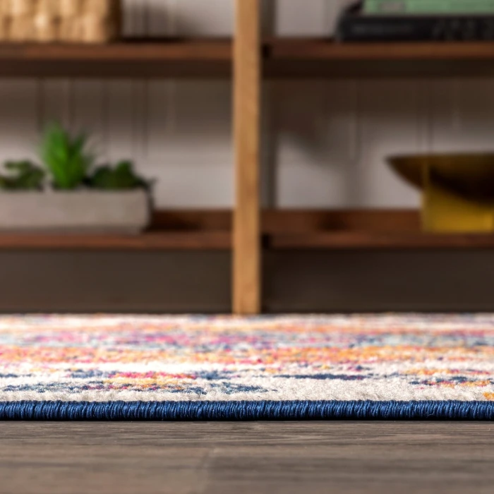 Bohemian FLAIR Boho Vintage Medallion Blue/Multi 8' Square Area Rug