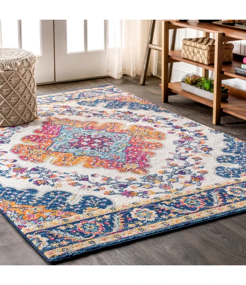 Bohemian FLAIR Boho Vintage Medallion Blue/Multi 8 ft. x 10 ft. Area Rug