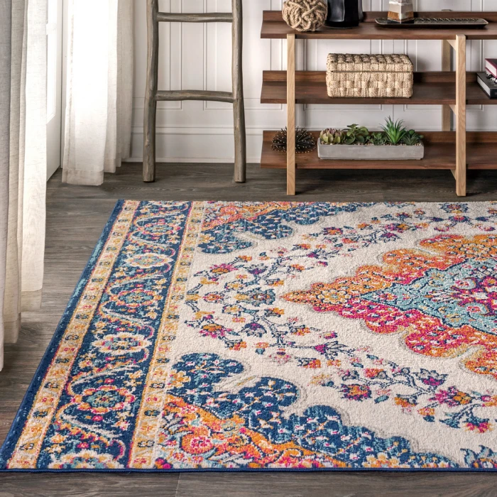 Bohemian FLAIR Boho Vintage Medallion Blue/Multi 6 ft. x 9 ft. Area Rug