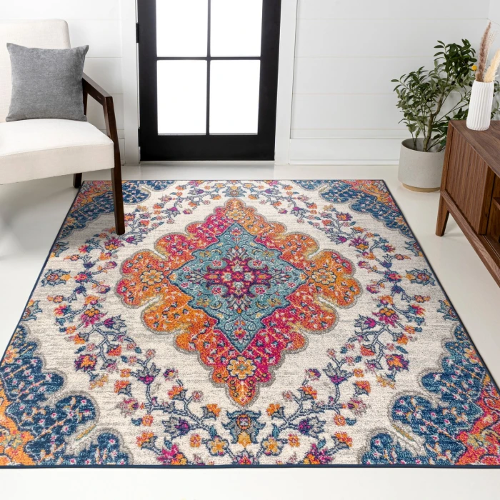Bohemian FLAIR Boho Vintage Medallion Blue/Multi 6 ft. x 9 ft. Area Rug