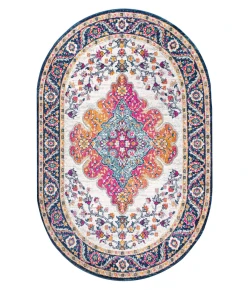 Jonathany Bohemian Flair BMF106A Blue/Multi Area Rug 6 ft. 7 in. X 9 ft. Oval