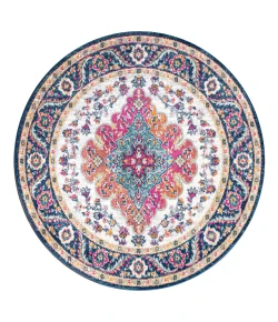 Jonathany Bohemian Flair BMF106A Blue/Multi Area Rug 7 ft. 10 in. X 7 ft. 10 in. Round