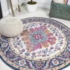 Jonathany Bohemian Flair BMF106A Blue/Multi Area Rug 5 ft. 3 in. X 5 ft. 3 in. Round
