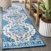Jonathany Bohemian Flair BMF106B Cream/Blue Area Rug 2 ft. 3 in. X 8 ft. Runner