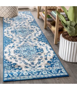 Jonathany Bohemian Flair BMF106B Cream/Blue Area Rug 2 ft. 3 in. X 10 ft. Runner