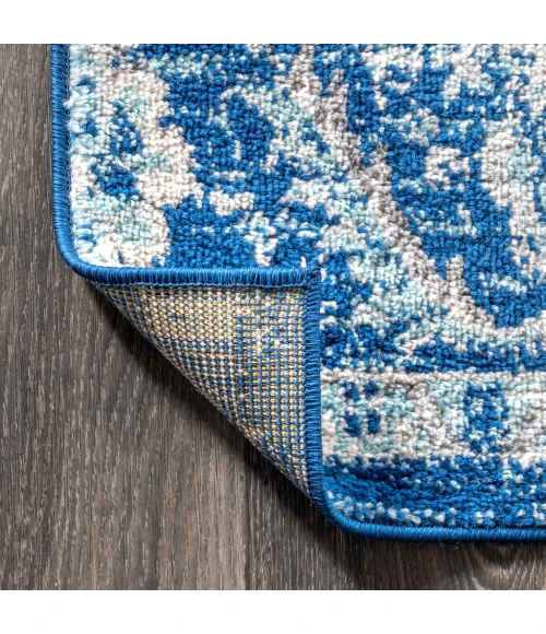 Bohemian FLAIR Boho Vintage Medallion Cream/Blue 2 ft. x 10 ft. Runner Rug